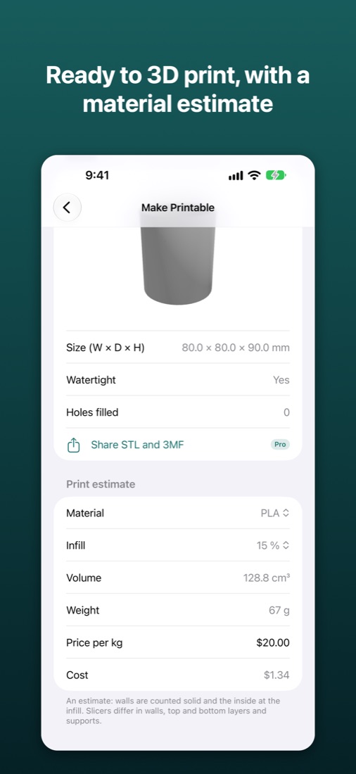 Make Printable with a print estimate